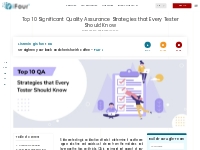 Top 10 Significant Quality Assurance Strategies that Every Tester Shou