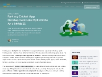 Fantasy Cricket App Development like My11circle and Myfab11 | IMG Glob