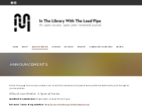 Announcements   In the Library with the Lead Pipe