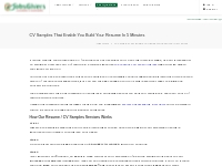 CV Samples That Enable You Build your Resume in 5 Minutes - JobsGivers