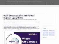 Wipro Off Campus Drive 2023 For Test Engineer - Apply Online - Jopab -