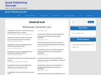 Refereed Journal List | Quick Publishing Journals | Rapid Publishing