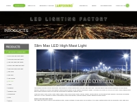 240-1500W Slim Max LED High Pole Light, High Lumens Outdoor Area Light