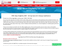UPSC Exam Eligibility 2025 - IAS Age Limit, IAS Attempt, Qualification