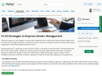 3 CIO strategies to improve vendor management