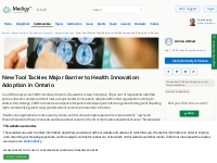 New Tool Tackles Major Barrier to Health Innovation Adoption in Ontari