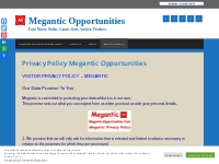 Privacy Policy Megantic-Opportunities. Our Data Promise To You.