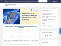 Simple Tips for a Good Night Sleep for Patients with Lower Back Pain