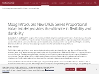 Moog Introduces New D926 Series Proportional Valve