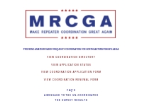 MRCGA - Making Repeater Coordination Great Again