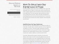 Is It Possible To Get A Same Day Payday Loan In Nevada?