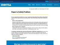 Report a Vehicle Safety Problem, Equipment Issue | NHTSA