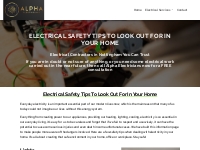 Electrical Safety Tips To Looks Out For In Your Home | Alpha Electrici