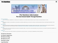 Pet Nutrition - Pet and Animal Health Through Nutrition