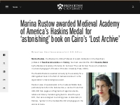 Marina Rustow awarded Medieval Academy of America’s Haskins Medal for 