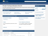 Private Training Institutions | Private Training Institutions Branch