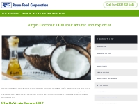 Virgin Coconut Oil Manufacturer - Royce Food Corporation