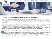 Dock Leveler Manufacturer| Supplier | Hydraulic Dock Levelers India - 