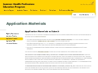 Application Materials - Summer Health Professions Education Program