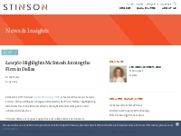 Law360 Highlights McIntosh Joining the Firm in Dallas: Stinson LLP Law