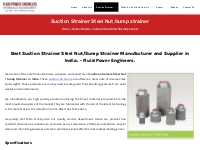 Suction Strainer | Sump Strainer - Manufacturer, Supplier, Exporter, I