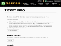 Ticket Info | TD Garden | TD Garden