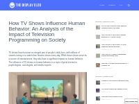 How TV Shows Influence Human Behavior: An Analysis of the Impact of Te