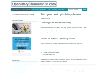 Best Upholstery Cleaner reviews- Upholstery Cleaners 101