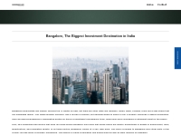 Bangalore The biggest investment destination in India | Vaishnavi Life