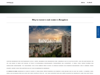 Why to Invest in Real Estate in Bangalore | Vaishnavi Life