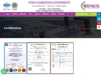 Certification - Venus Calibration   Instruments