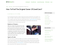 How To Find The Original Owner Of Used Cars? - Run VIN Check   Get Veh