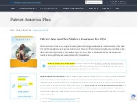 Patriot America Plus, IMG Visitors Health Insurance USA