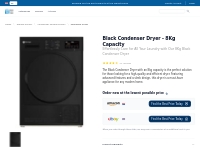 Efficient Black 8Kg Condenser Dryer for Laundry