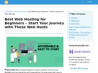 Best Web Hosting for Beginners - Start Your Journey with These Web Hos