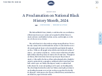 A Proclamation on National Black History Month, 2024 | The White House