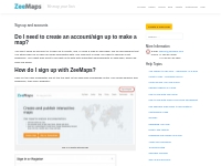 Sign Up and Accounts with free mapping service ZeeMaps
