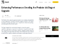 Enhancing Performance: Unveiling the Predator 212 Stage 4 Upgrade | Zu
