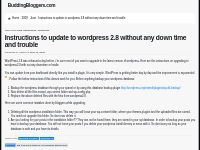 Instructions to update to wordpress 2.8 without any down time and trou