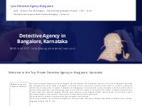   	Private Detectives in Bangalore, Lynx Detective Agency Bangalore, K