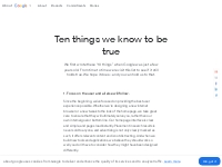 Ten things we know to be true - Google