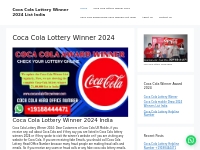 Coca Cola Lottery Winner 2024 - Coca Cola Lottery Head Office