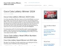 Coca Cola Lottery Winner 2024 - Coca Cola Lottery Winner 2024 List Ind