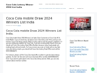 Coca Cola mobile Draw 2024 Winners List India - Coca Cola Lucky Draw