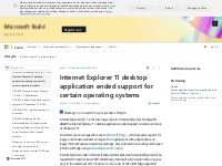 Internet Explorer 11 desktop application ended support for certain ope
