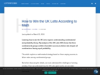 How to Win the UK Lotto According to Math