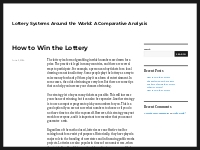 Lottery Systems Around the World: A Comparative Analysis -
