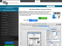 Mac Barcode Maker (Corporate Edition) generates barcode labels on MAC 