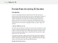 Domain Name Investing   Valuation - Free Domain Valuations