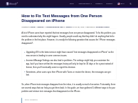[Fixed] Text Messages/iMessages from One Person Disappeared on iPhone 